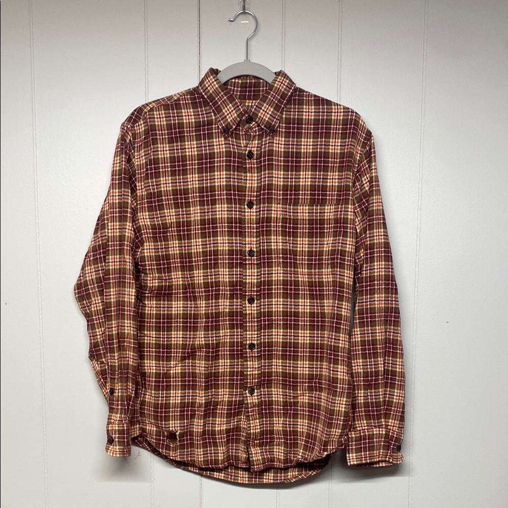 Men's Fall Colors Plaid Flannel, Size M, Land’s End